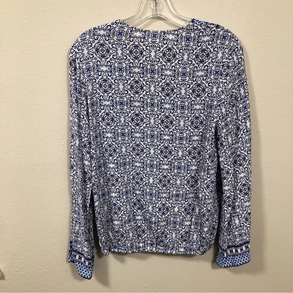 Chelsea & Violet NWT Blue Bohemian Crossover Wrap Blouse Top Mojave Desert - Picture 6 of 6